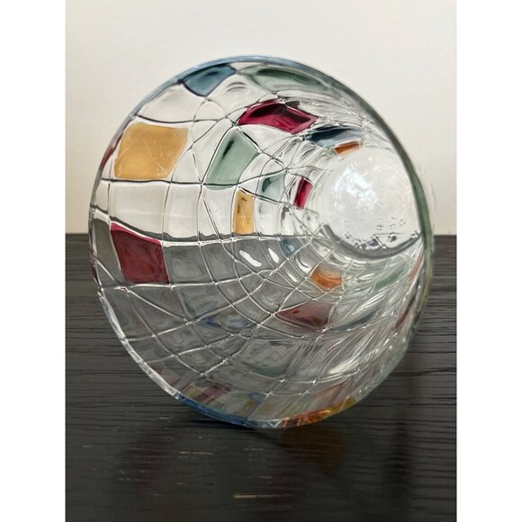 Retired PARTYLITE Flash Painted Mosaic Calypso Glass Vase 10.25" Tall Abstract - Picture 8 of 9